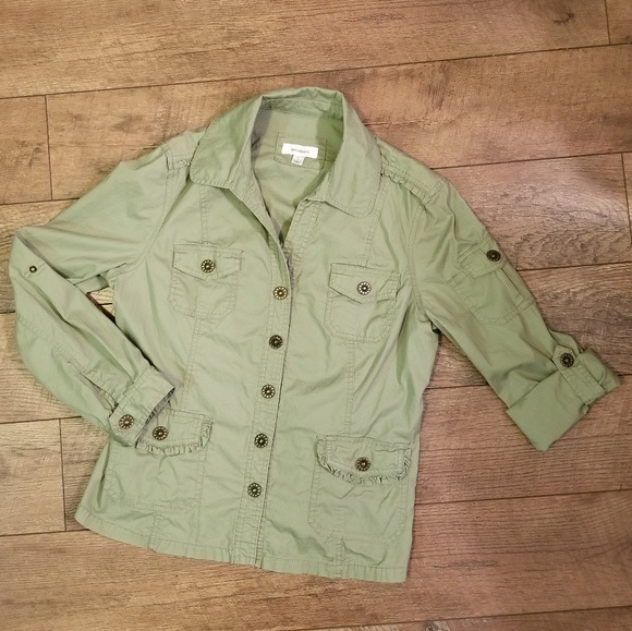 dressbarn Jackets & Blazers - Dressbarn Khaki Green jacket Large EUC